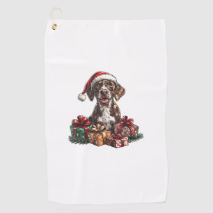 German Shorthaired Pointer Santa Hat Christmas GSP Golf Towel