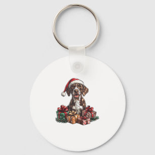 German Shorthaired Pointer Santa Hat Christmas GSP Keychain