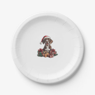German Shorthaired Pointer Santa Hat Christmas GSP Paper Plate