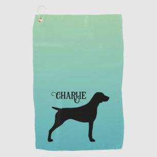 German Shorthaired Pointer Silhouette Custom Name Golf Towel