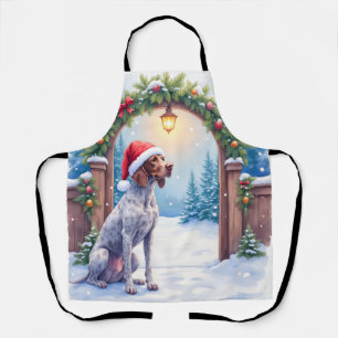 German Shorthaired Pointer Snowy Gate Santa Hat Apron