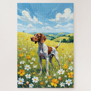 German Shorthaired Pointer Spring Meadow Dog Jigsaw Puzzle