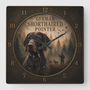 German Shorthaired Pointer Square Wall Clock