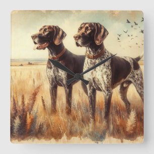 German Shorthaired Pointer Square Wall Clock