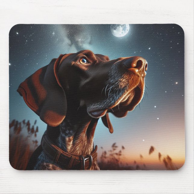 German Shorthaired Pointer Star Gazing Moon Mouse Pad (Front)