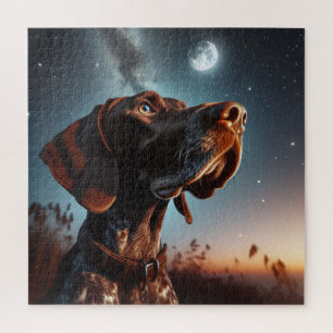 German Shorthaired Pointer Starring at Night Sky Jigsaw Puzzle