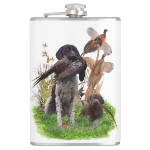 German Shorthaired Pointer Sticker Paper Plates Hip Flask