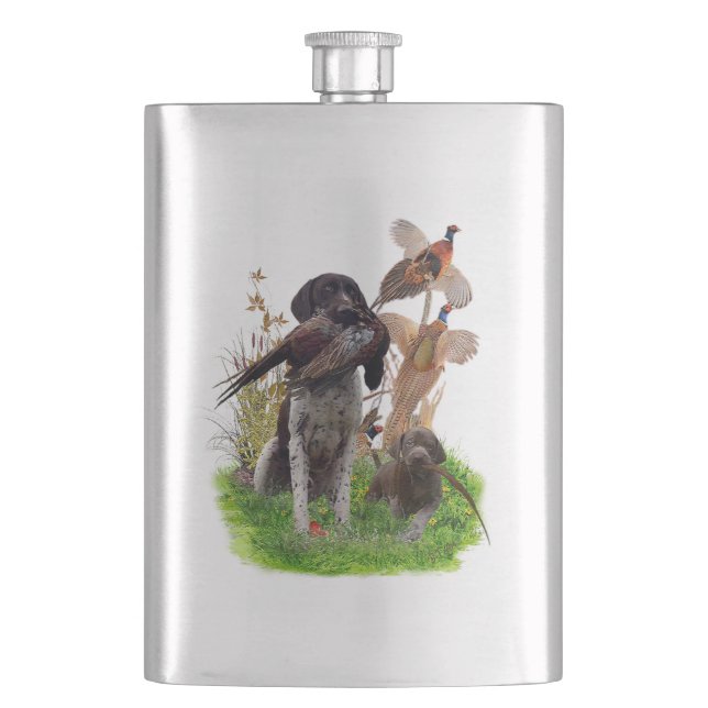 German Shorthaired Pointer    Sticker Paper Plates Hip Flask (Front)
