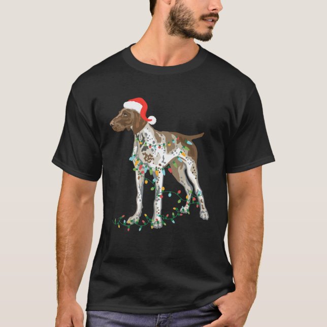 German Shorthaired Pointer Tangled In Christmas Li T-Shirt (Front)
