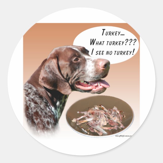 German Shorthaired Pointer Turkey Classic Round Sticker (Front)