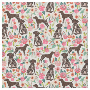 German Shorthaired Pointer vintage florals cream Fabric