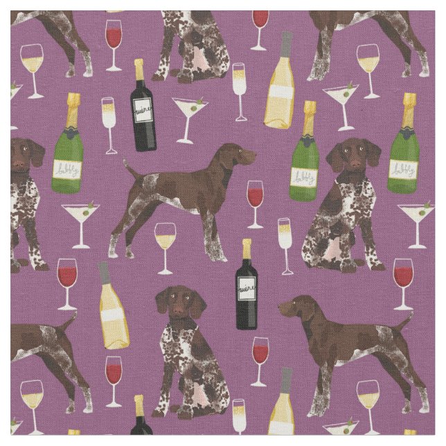 German Shorthaired Pointer wine purple Fabric (Close Up)