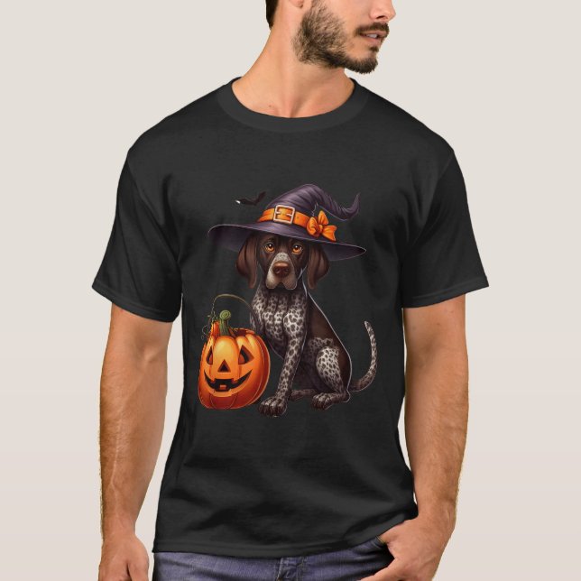 German Shorthaired Pointer Witches Halloween T-Shirt (Front)