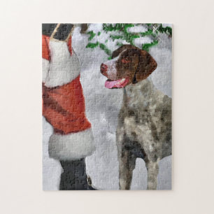 German Shorthaired Pointer With Santa Christmas  Jigsaw Puzzle