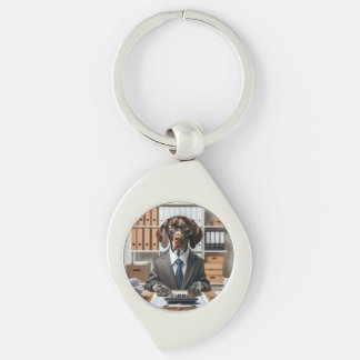 German Shorthaired Pointer working Accountant Keychain
