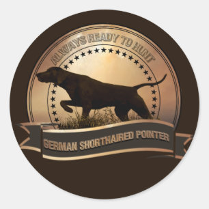 German Shorthaired Pointer, ZACHAR Tapestry Poster Classic Round Sticker