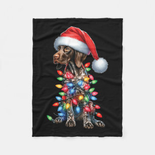 German Shorthaired Pointerdog Lovers Santa Hat Chr Fleece Blanket