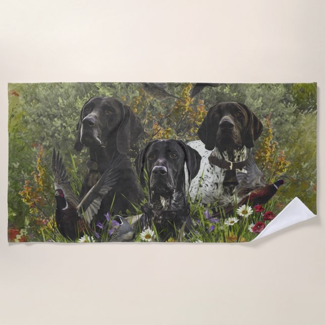 German Shorthaired Pointers   Beach Towel (Front)