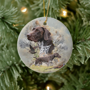 German Shorthaired Pointers  Ceramic Ornament