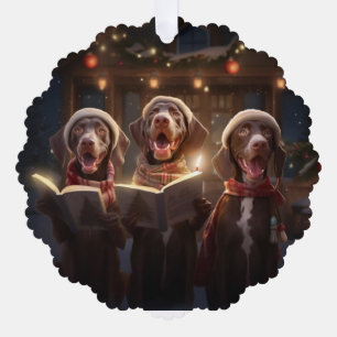German Shorthaired Pointers Christmas Caroling Ornament Card