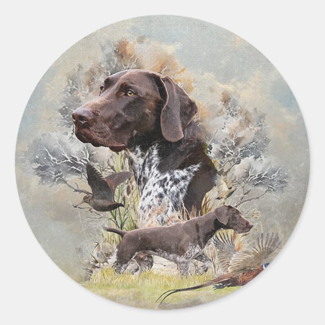 German Shorthaired Pointers  Classic Round Sticker (Front)