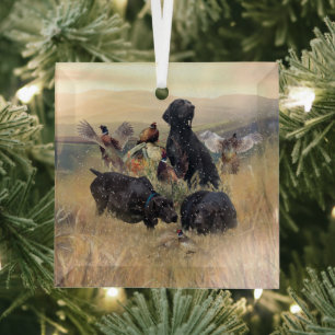 German Shorthaired Pointers Glass Ornament