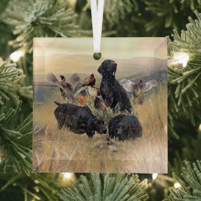 German Shorthaired Pointers  Glass Ornament (Insitu)