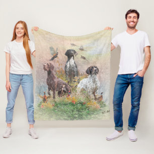German Shorthaired Pointers (GSP), a hunting pheas Fleece Blanket