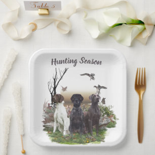 German Shorthaired Pointers (GSP), a hunting pheas Paper Plate