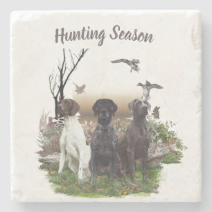 German Shorthaired Pointers (GSP), a hunting pheas Stone Coaster