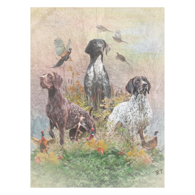 German Shorthaired Pointers (GSP), a hunting pheas Tablecloth (Front)