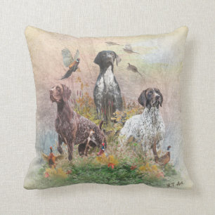 German Shorthaired Pointers (GSP), a hunting pheas Throw Pillow