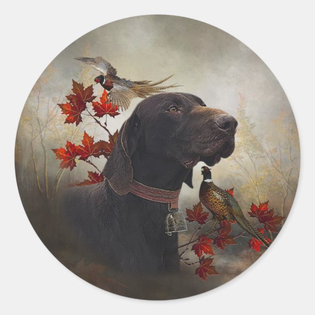 German Shorthaired Pointers (GSP)     Classic Round Sticker (Front)