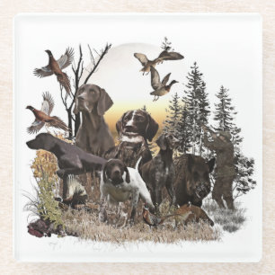 German Shorthaired Pointers (GSP) Glass Coaster
