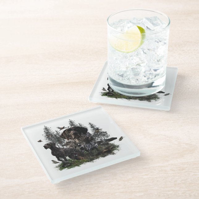 German Shorthaired Pointers (GSP)    Glass Coaster (Angled)