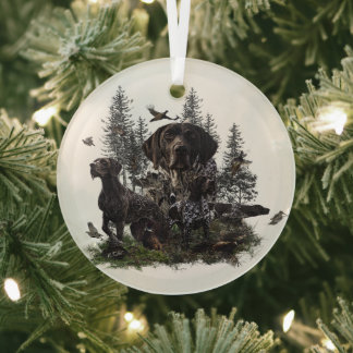 German Shorthaired Pointers (GSP) Glass Ornamen Ornament