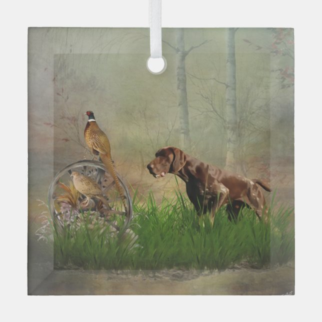 German Shorthaired Pointers (GSP)     Glass Ornament (Front)