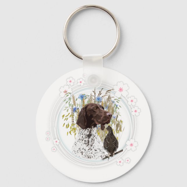 German Shorthaired Pointers (GSP)   Keychain (Front)