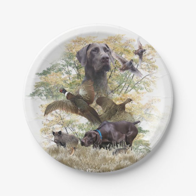 German Shorthaired Pointers (GSP)    Paper Plate (Front)
