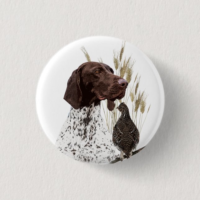 German Shorthaired Pointers (GSP) Postcard Coffee  1 Inch Round Button (Front)