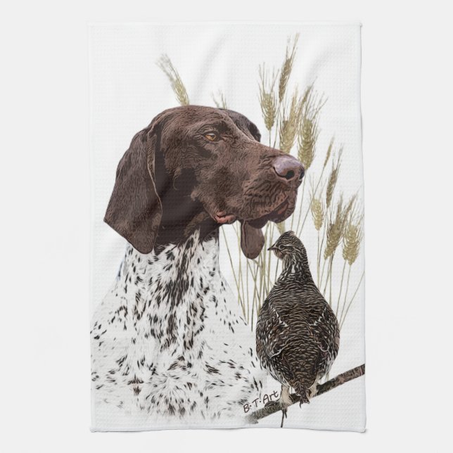 German Shorthaired Pointers (GSP) Postcard Coffee  Kitchen Towel (Vertical)