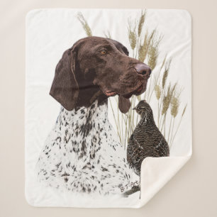 German Shorthaired Pointers (GSP) Postcard Coffee Sherpa Blanket