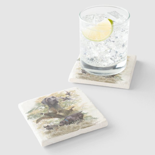 German Shorthaired Pointers (GSP) Stone Coaster (Side)
