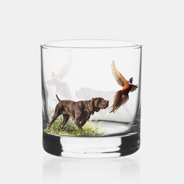 German Shorthaired Pointers (GSP) Whiskey Glass (Front)