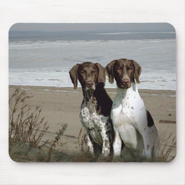German Shorthaired Pointers On The Beach Mousepad (Front)