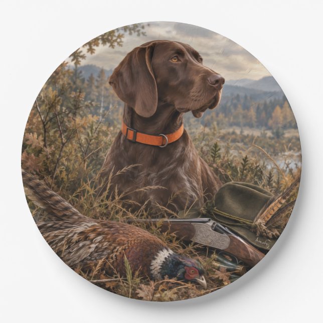 German Shorthaired Pointers  Paper Plate (Front)