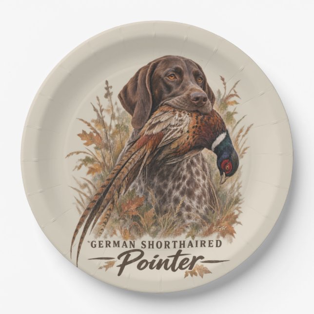 German Shorthaired Pointers  Paper Plate (Front)