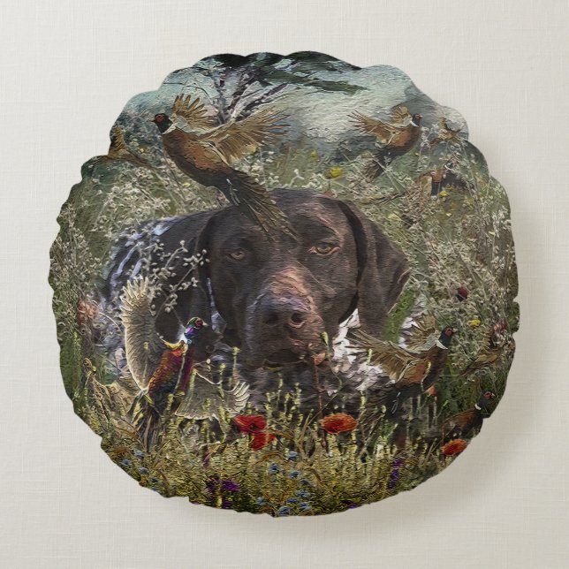 German Shorthaired Pointers Round Pillow (Front)