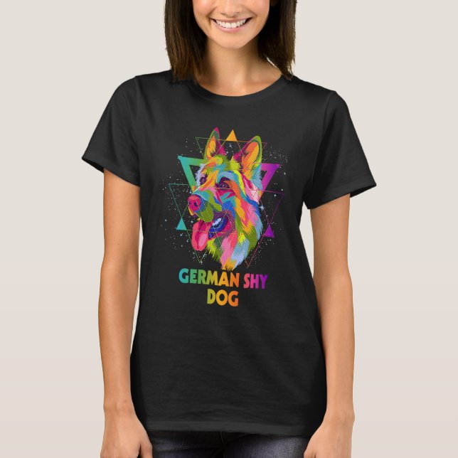 German Shy Dog German Shepherd Animal Pun Shepard T-Shirt (Front)
