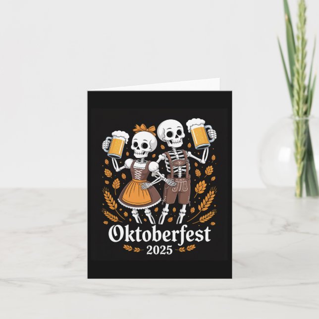German Skeleton Halloween Lederhosen Funny 2025  Card (Front)